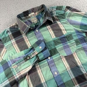 J.Crew Indian Madras Shirt mens Medium Plaid Blue Slim Fit Long Sleeve Button Up